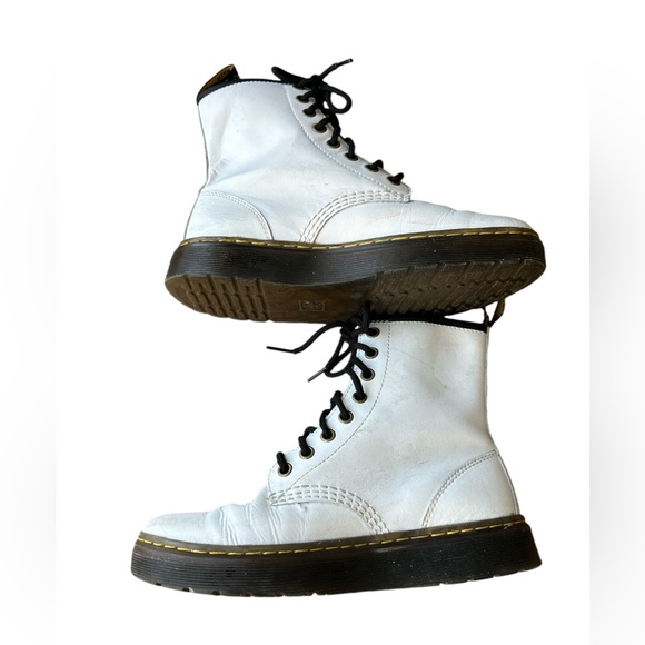 WOMEN'S DR. MARTENS ZAVALA COMBAT BOOTS White Size 6 - Picture 3 of 9